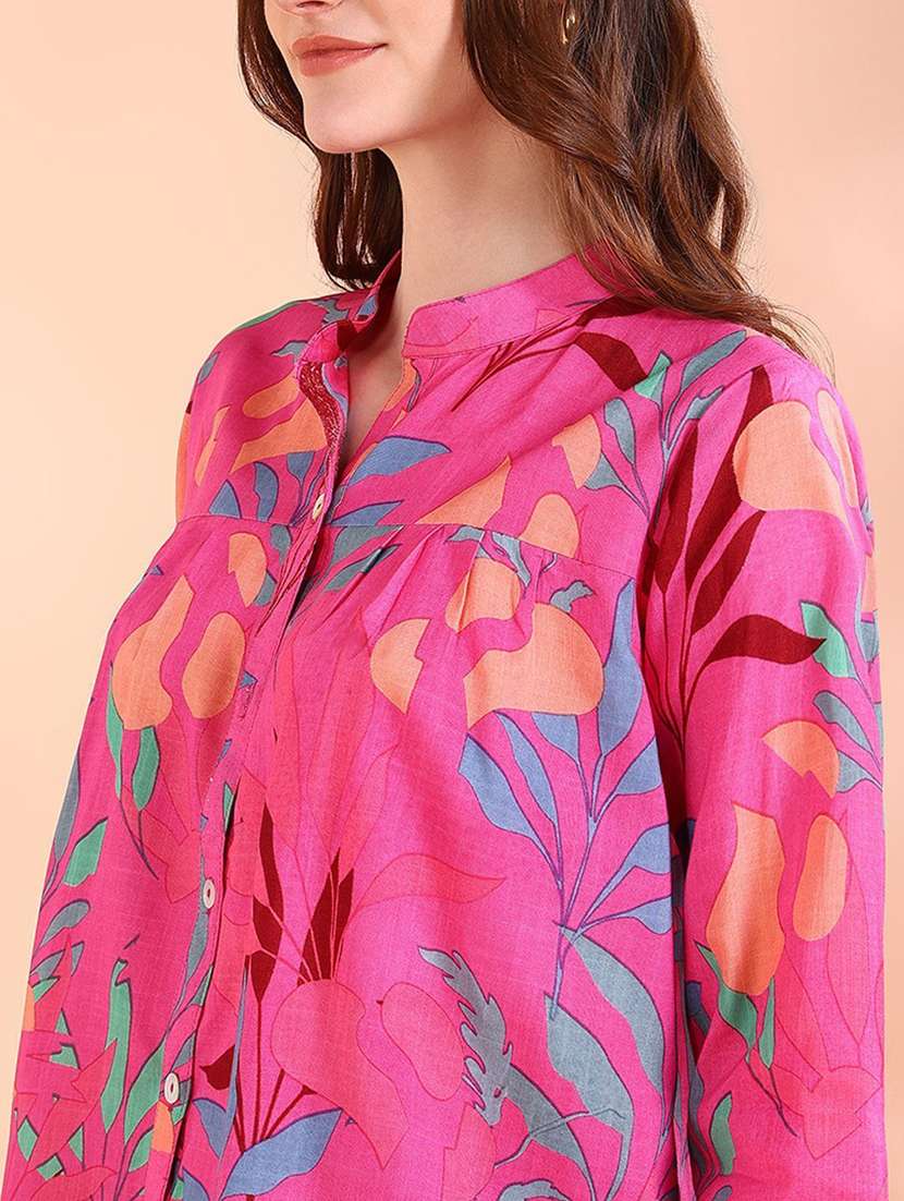 floral viscose regular fit spread collar shirt - 22407481 -  Standard Image - 1