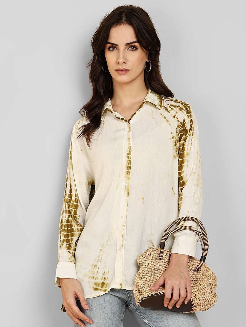 women tie and dyed collared long sleeve shirt - 22407500 -  Standard Image - 4