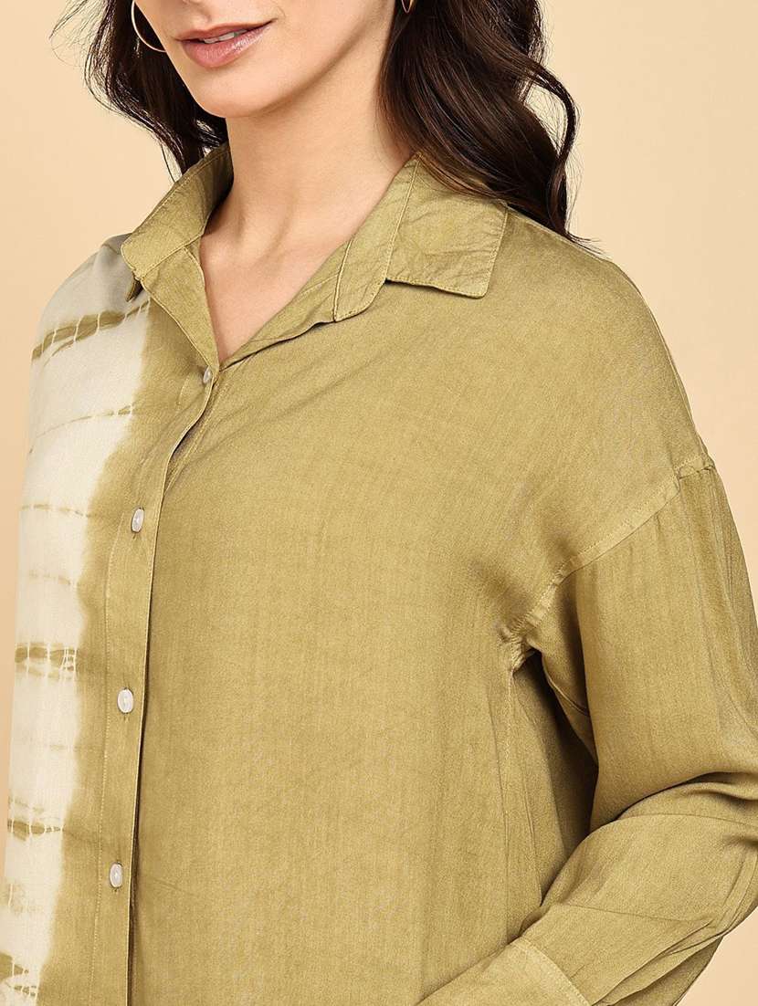 women tie and dyed collared long sleeve shirt - 22407501 -  Standard Image - 1