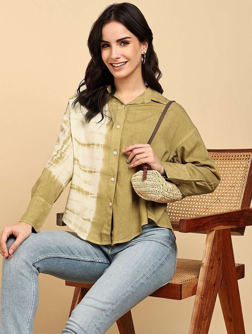 women tie and dyed collared long sleeve shirt - 22407501 -  Standard Image - 4