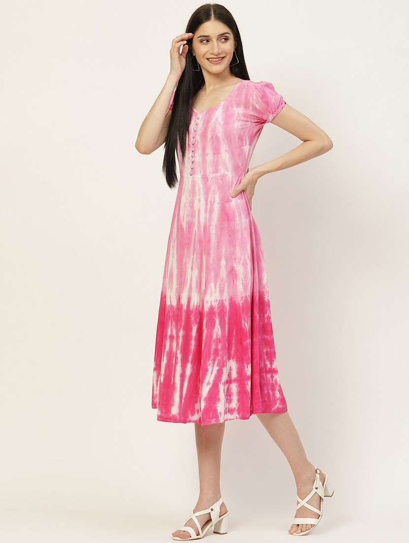 women printed a-line midi viscose dress - 22407560 -  Standard Image - 4