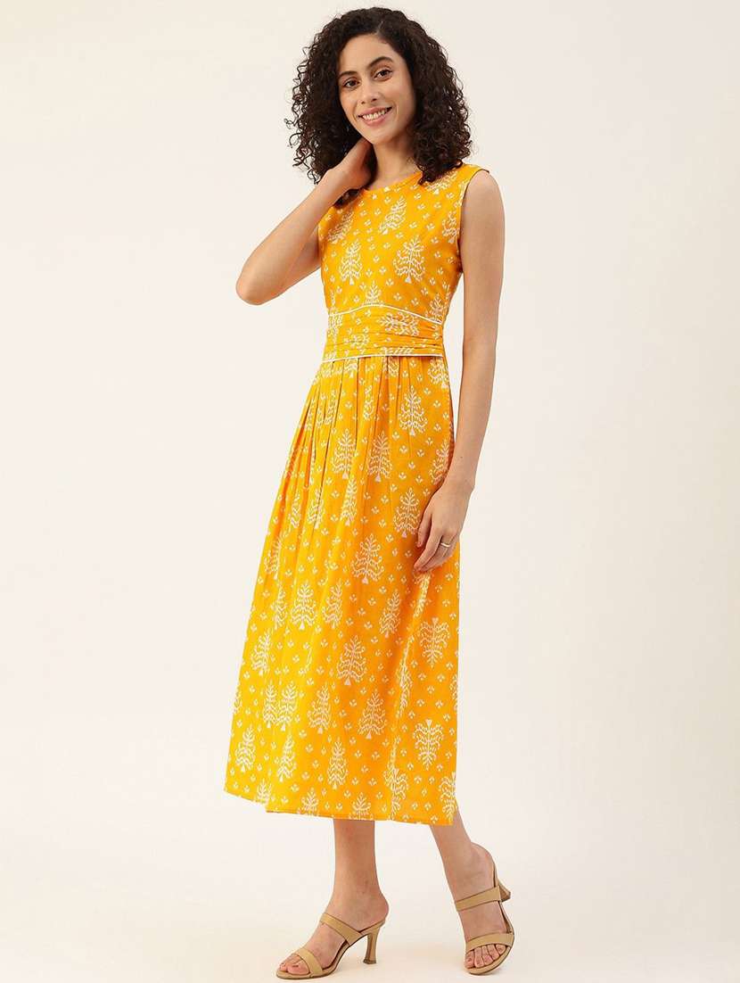 women printed fit & flare viscose midi dress - 22407565 -  Standard Image - 4