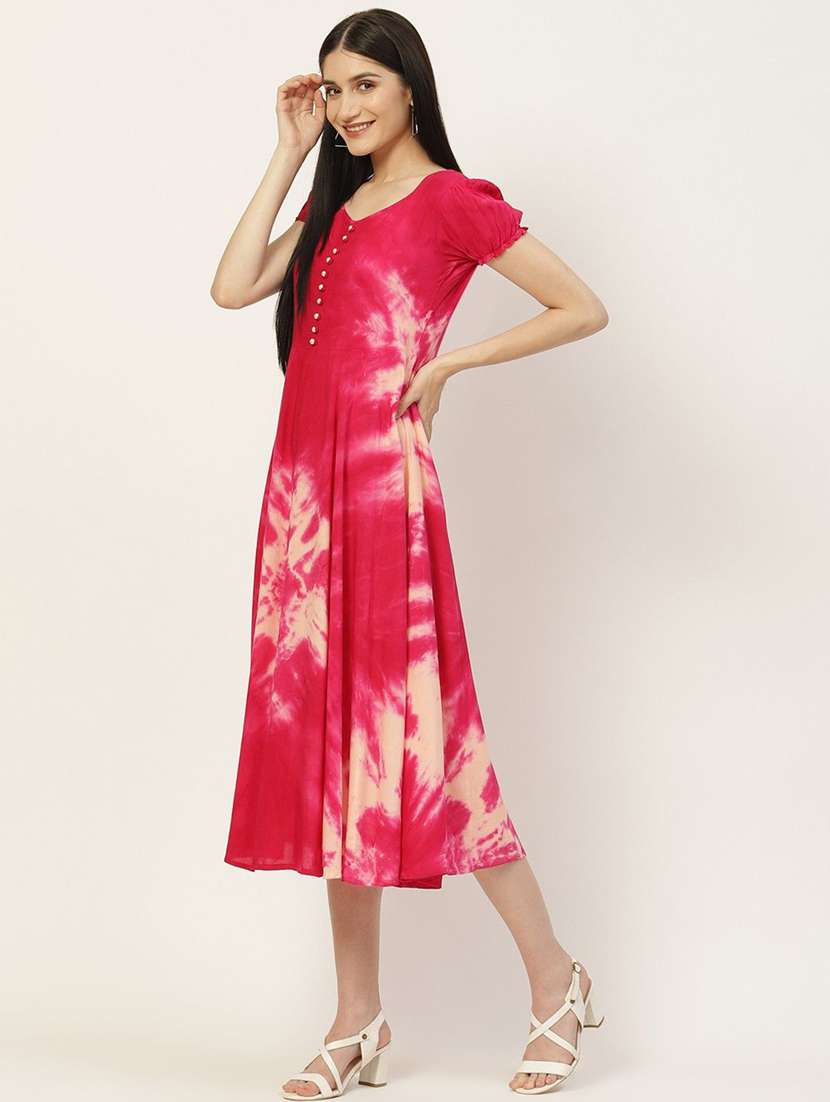 Pink Tie & Dye A-line Dress - 22407566 -  Standard Image - 4