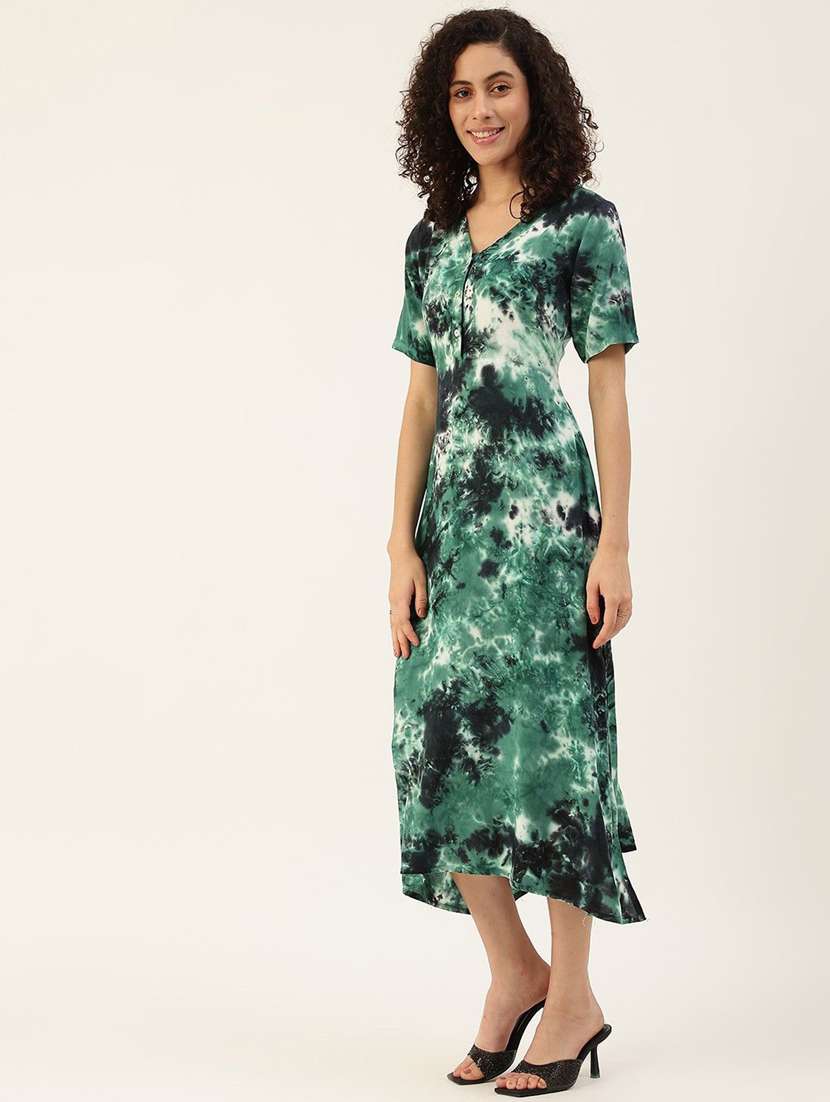 multi colored viscose asymmetric dress - 22407568 -  Standard Image - 4