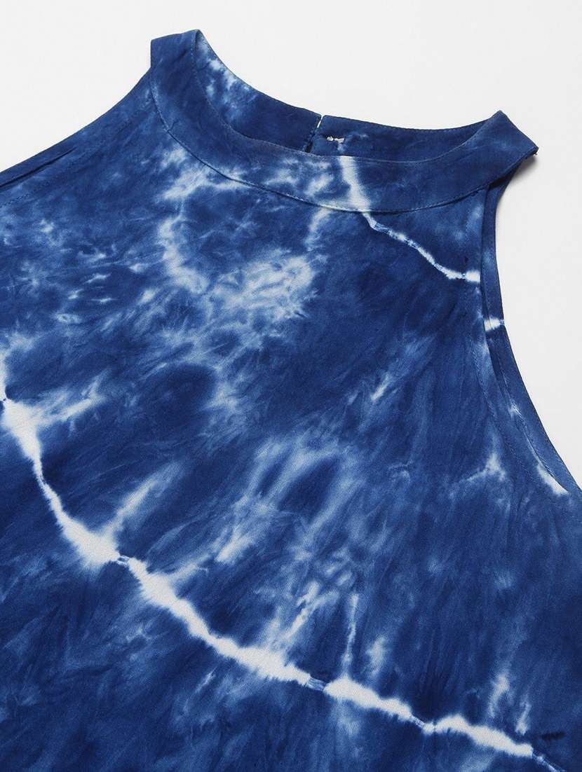 women blue viscose fit & flare dress - 22407569 -  Standard Image - 1