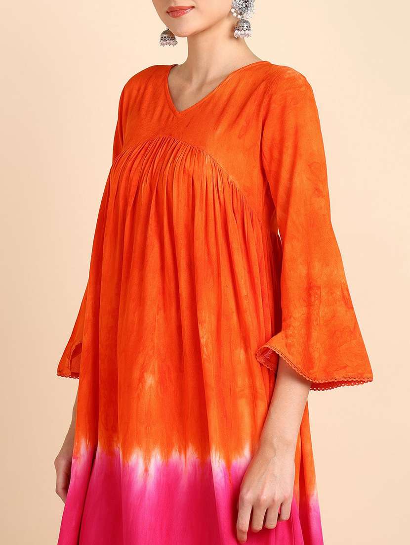 women tie & dye viscose fit & flare dress - 22407584 -  Standard Image - 1