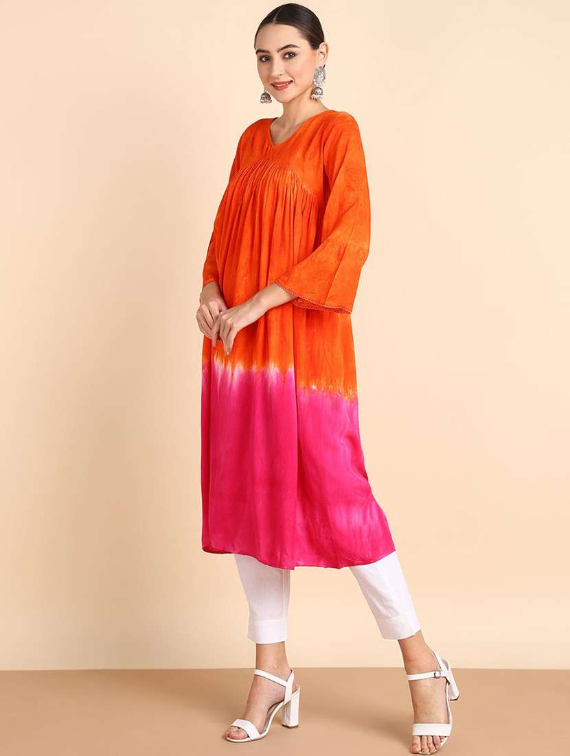 women tie & dye viscose fit & flare dress - 22407584 -  Standard Image - 4