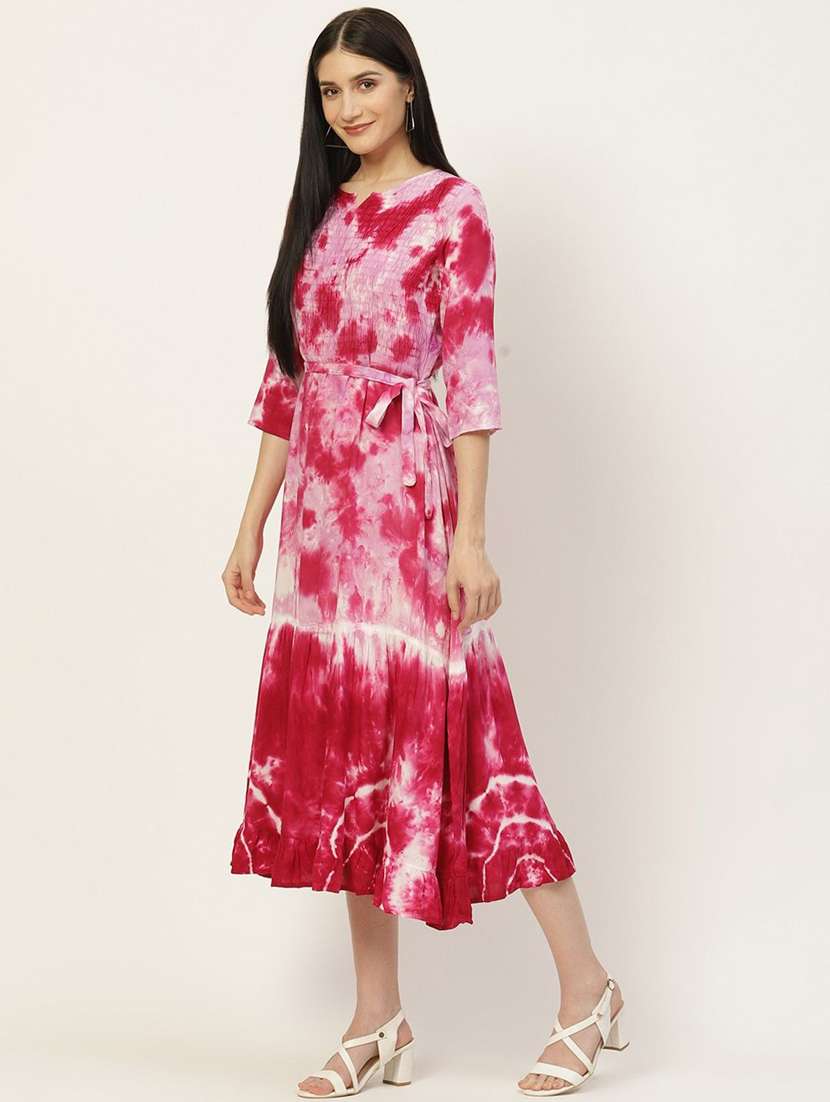 women pink viscose a-line dress - 22407595 -  Standard Image - 4
