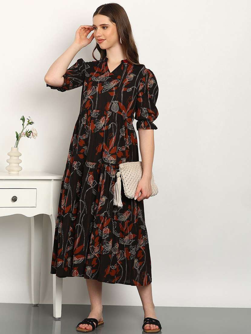 women black cotton a-line dress - 22407612 -  Standard Image - 4