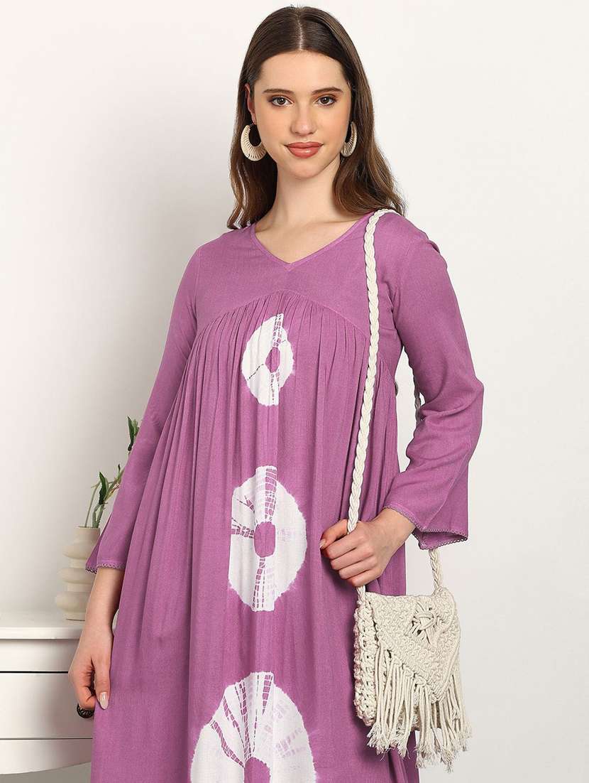 purple viscose aline dress - 22407614 -  Standard Image - 1