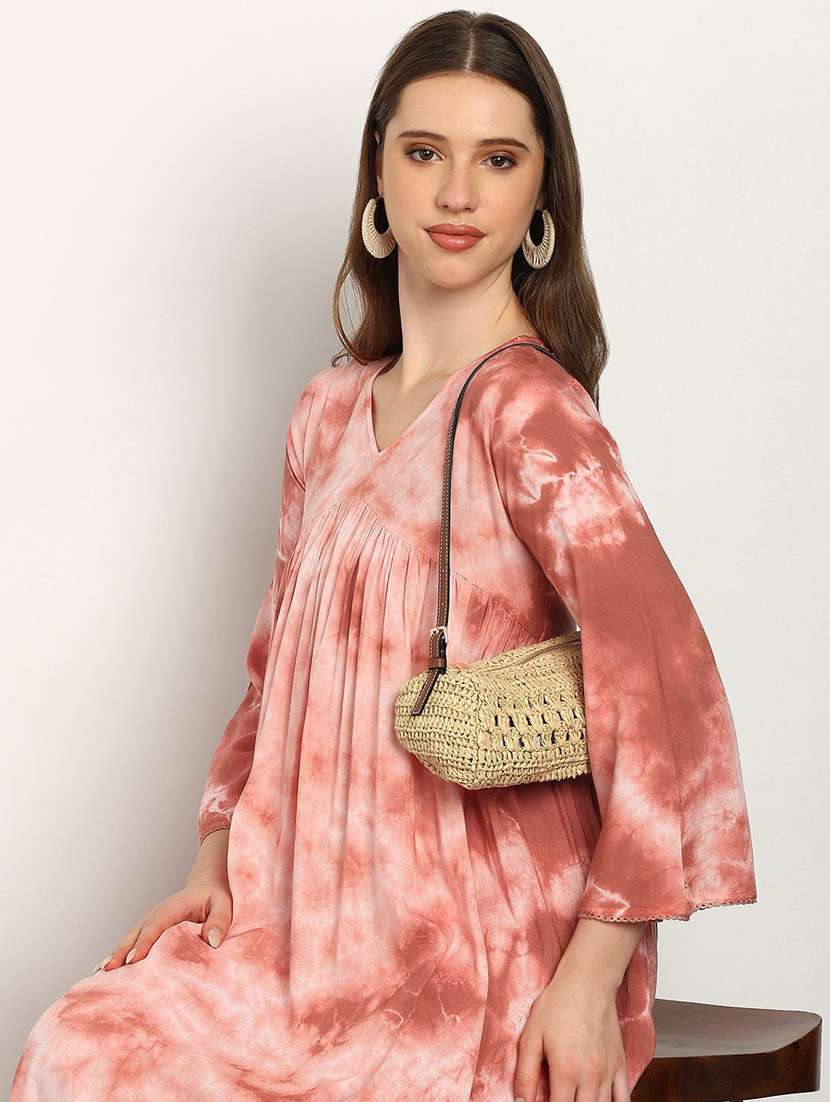 women pink viscose a-line dress - 22407615 -  Standard Image - 1