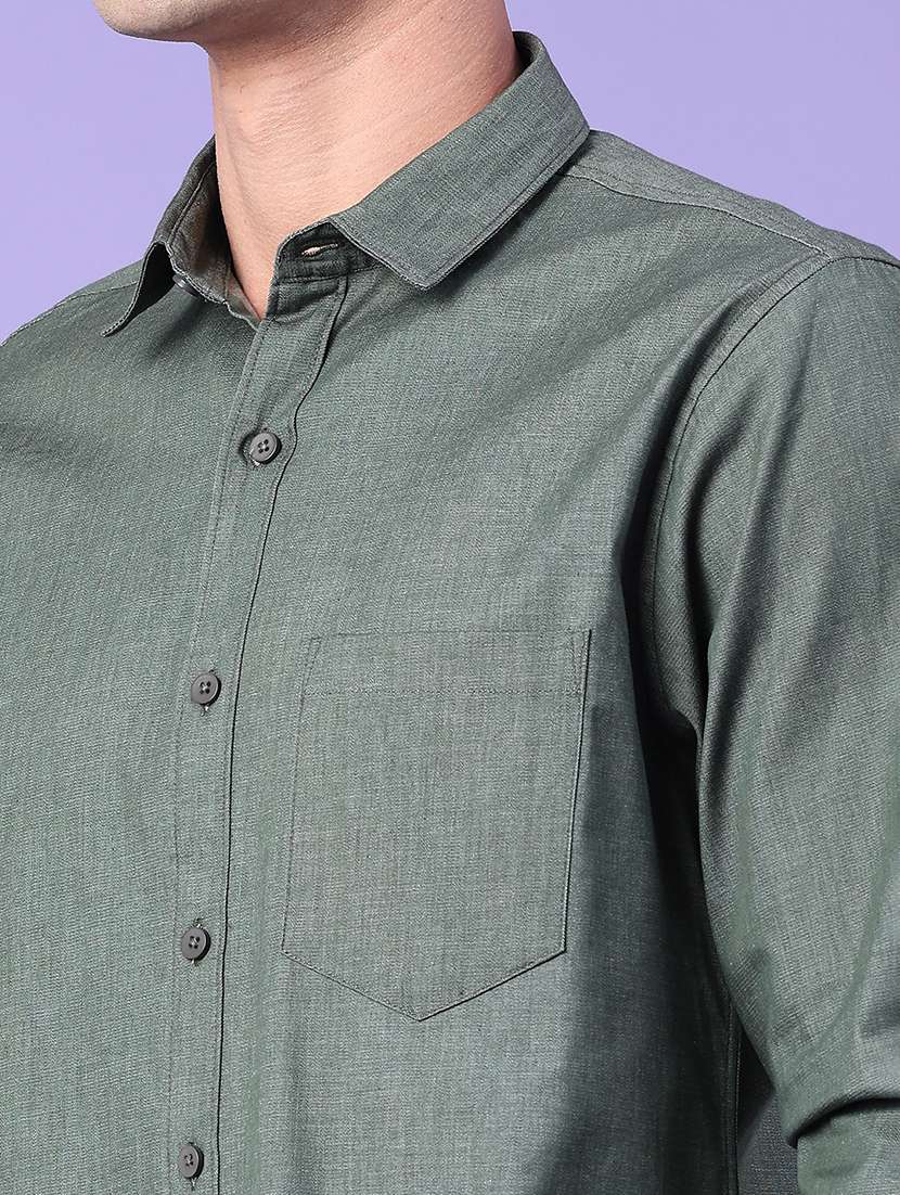 Men Solid Long Sleeve Regular Fit Casual Shirt - 22407753 -  Standard Image - 1