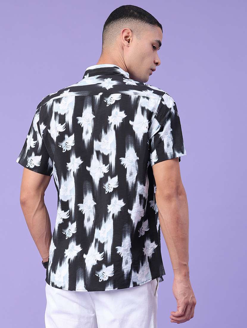 men printed short sleeve slim fit casual shirt - 22407762 -  Standard Image - 4