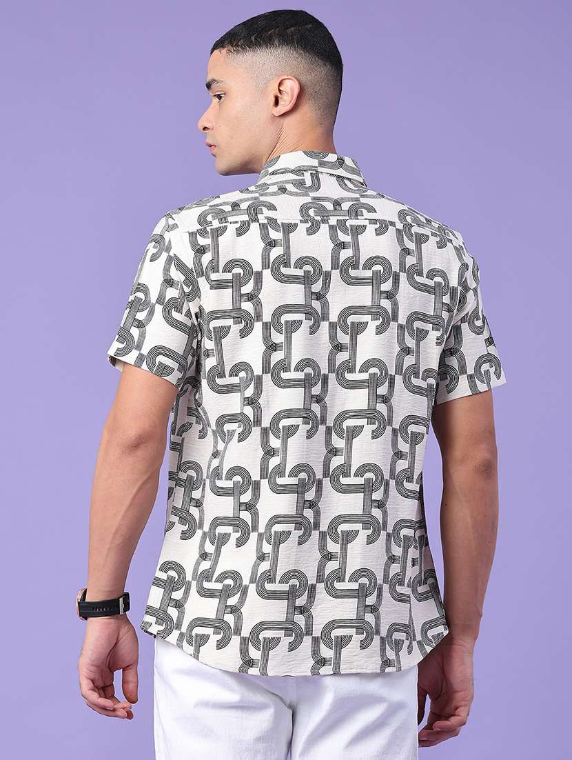 men printed short sleeve slim fit casual shirt - 22407764 -  Standard Image - 4