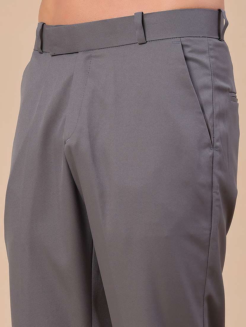 men solid mid rise flat front formal trouser - 22407829 -  Standard Image - 1