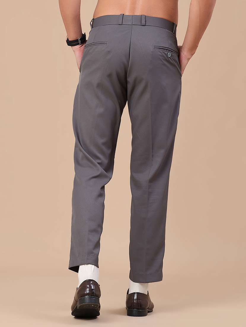 men solid mid rise flat front formal trouser - 22407829 -  Standard Image - 4