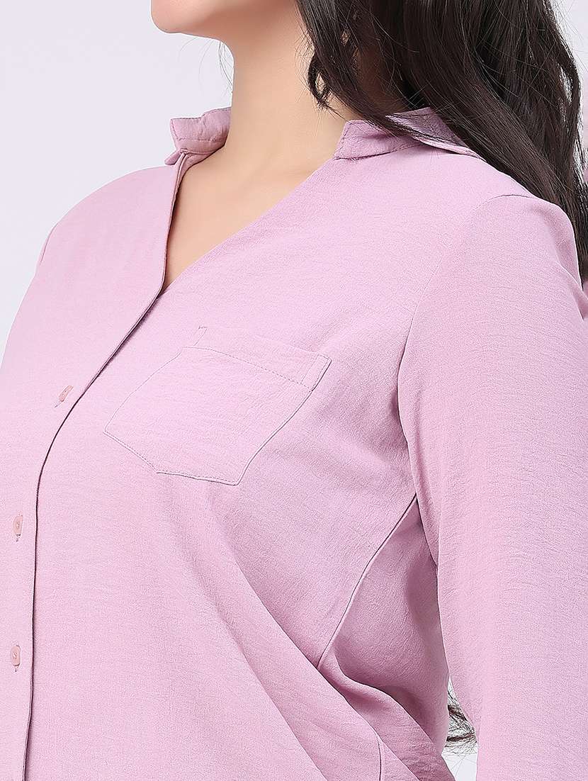 women solid collared regular shirt - 22407874 -  Standard Image - 1