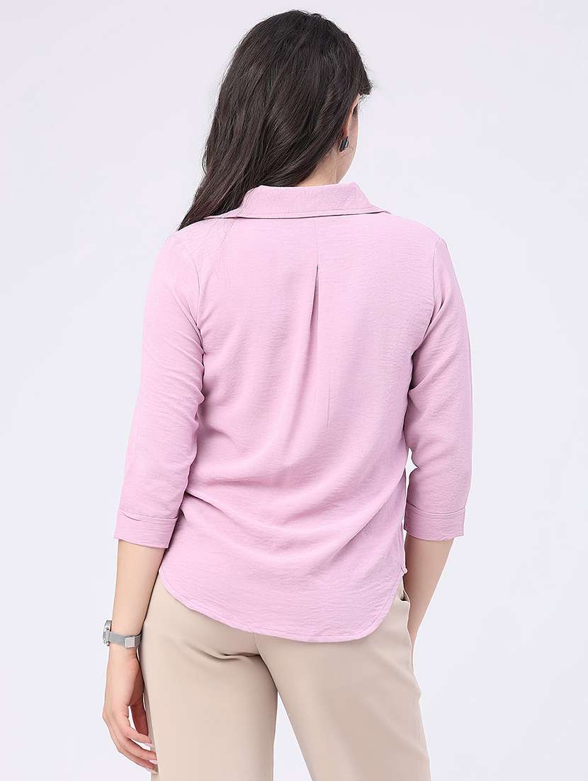 women solid collared regular shirt - 22407874 -  Standard Image - 4