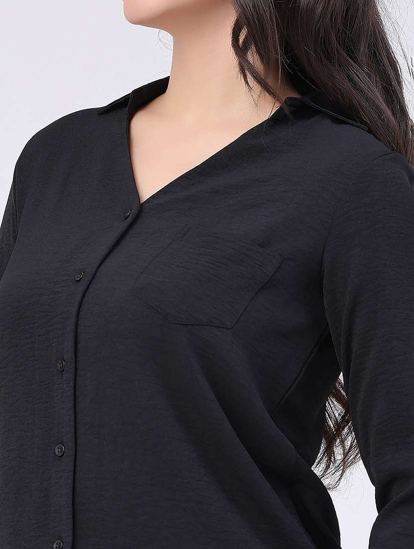 women solid collared regular shirt - 22407875 -  Standard Image - 1