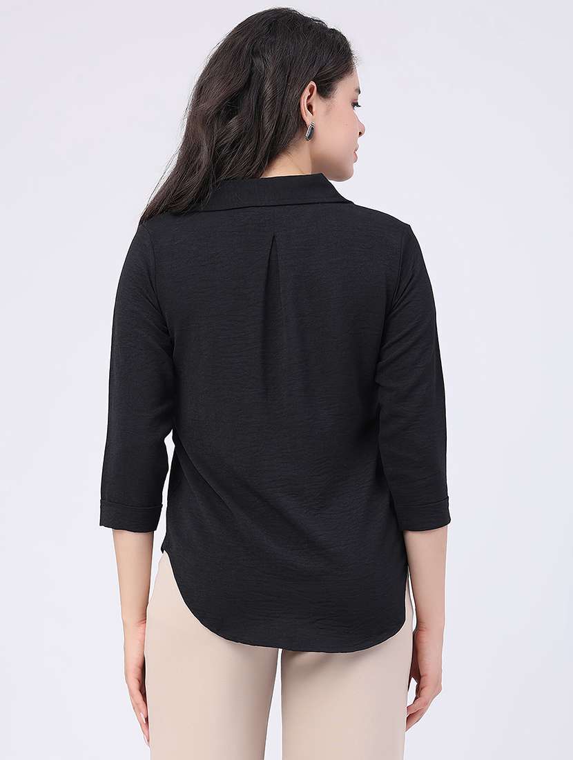 women solid collared regular shirt - 22407875 -  Standard Image - 4