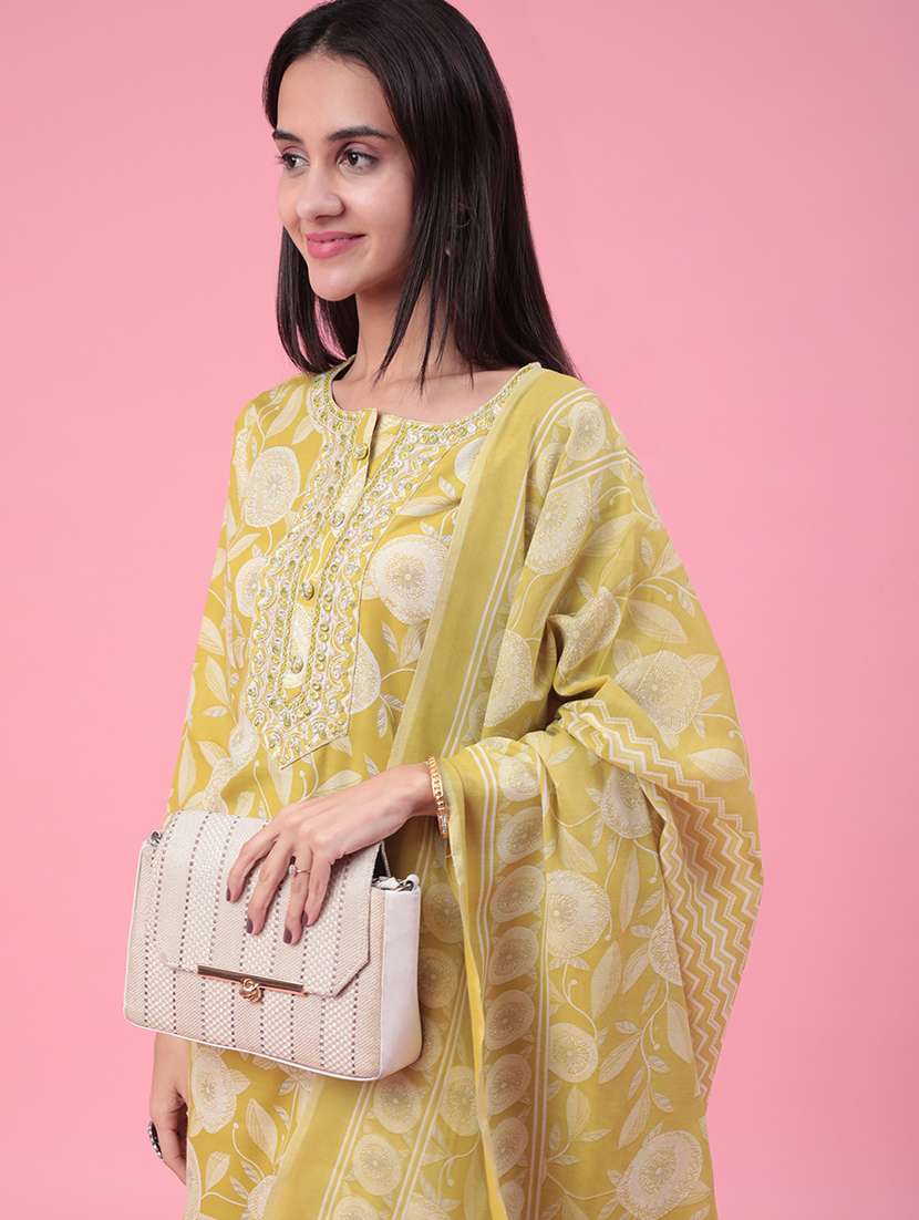 yellow cotton kurta salwar  set - 22407977 -  Standard Image - 1