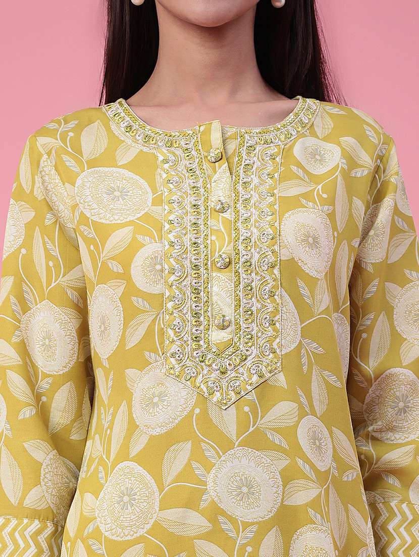 yellow cotton kurta salwar  set - 22407977 -  Standard Image - 4