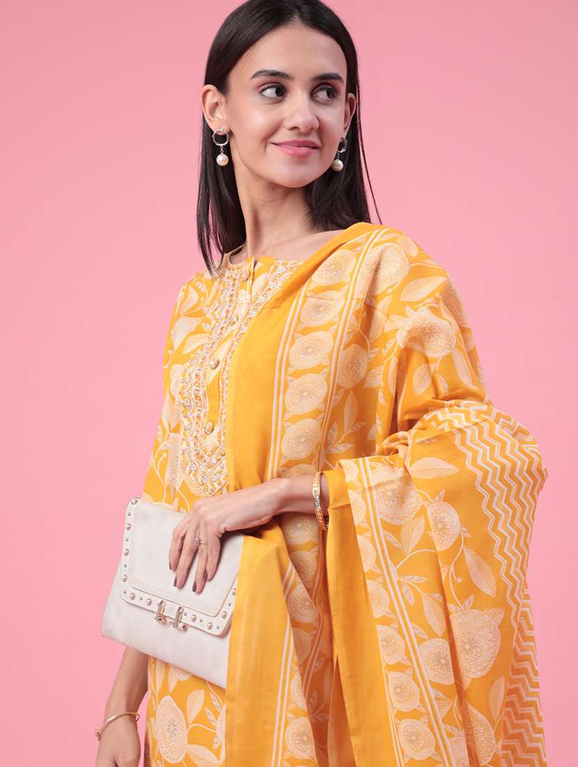 mustard cotton kurta pant  set - 22407978 -  Standard Image - 1
