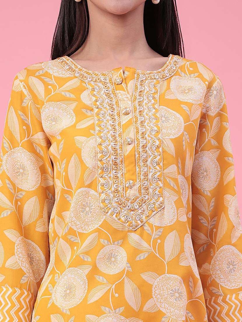 mustard cotton kurta pant  set - 22407978 -  Standard Image - 4