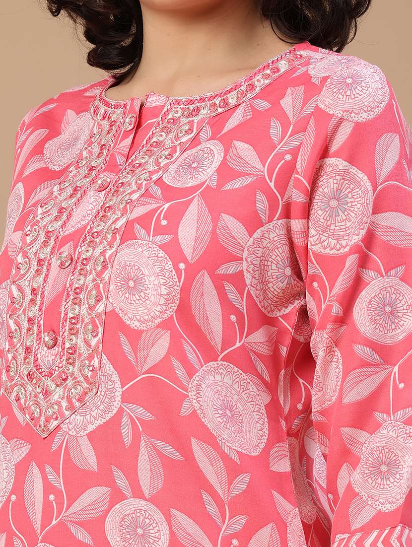 women printed three quarter sleeve kurta pant with dupatta set - 22407979 -  Standard Image - 1