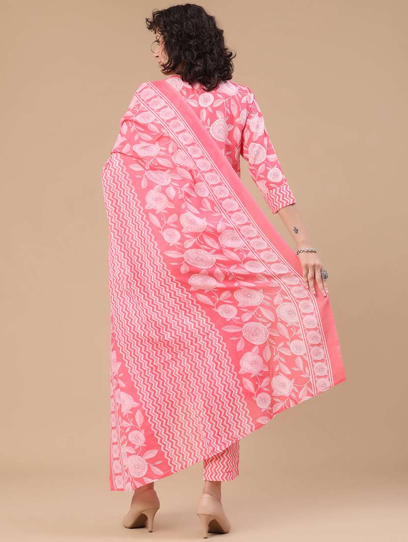 women printed three quarter sleeve kurta pant with dupatta set - 22407979 -  Standard Image - 4