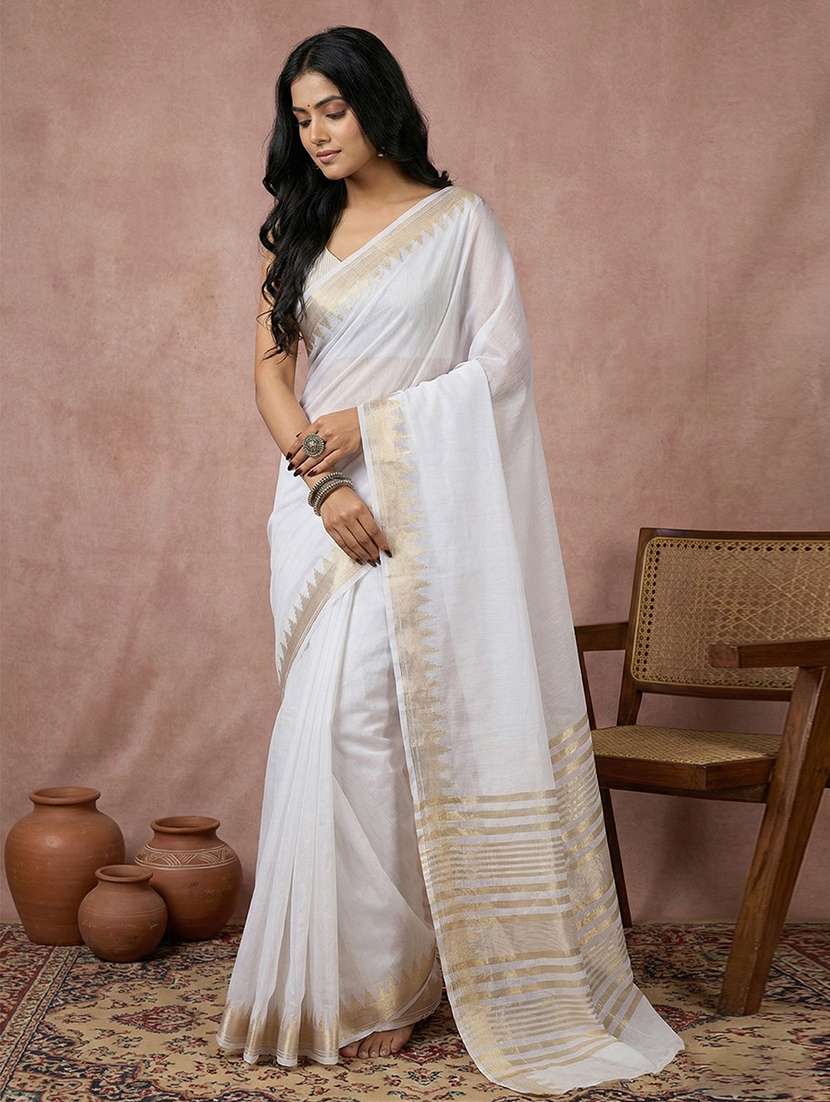 women solid with bordered saree with blouse - 22408080 -  Standard Image - 1