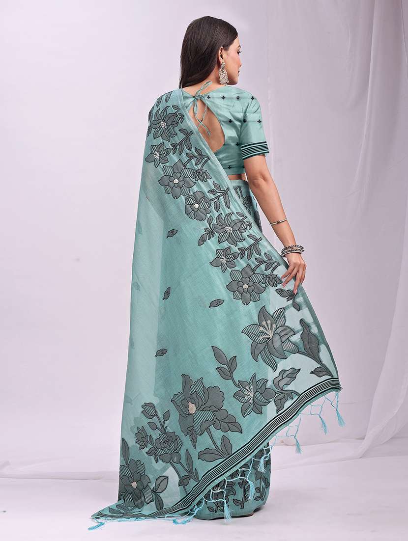 Women Self Design Bordered Saree With Blouse - 22408094 -  Standard Image - 4