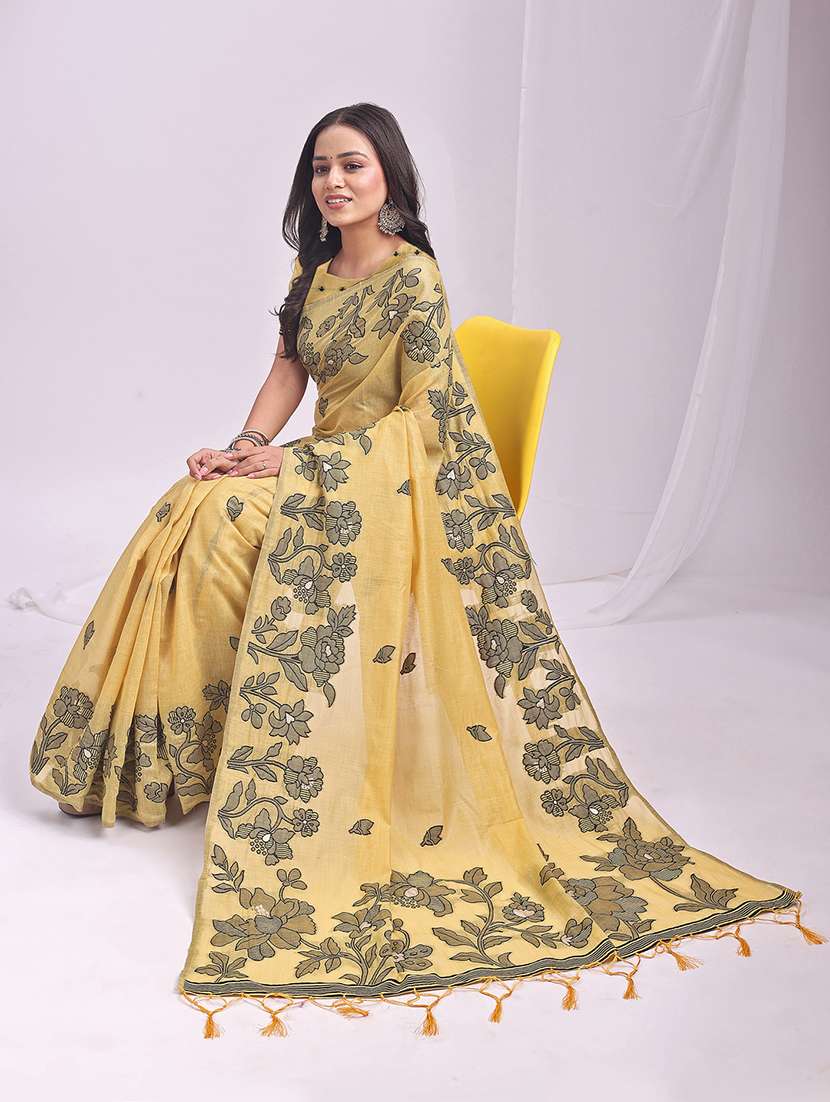 Women Self Design Bordered Saree With Blouse - 22408096 -  Standard Image - 4