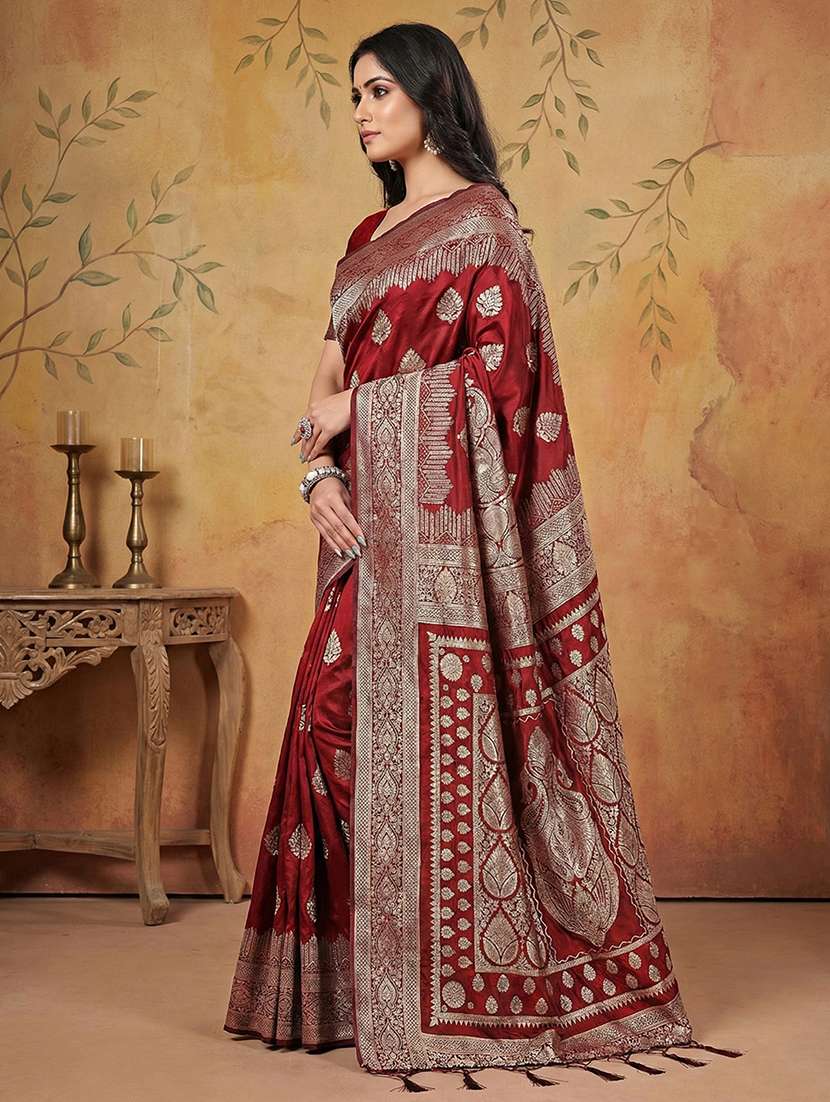 Women Self Design Banarasi Saree With Blouse - 22408122 -  Standard Image - 1