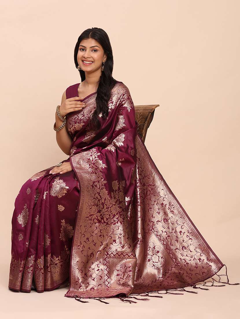 women self design banarasi saree with blouse - 22408138 -  Standard Image - 4