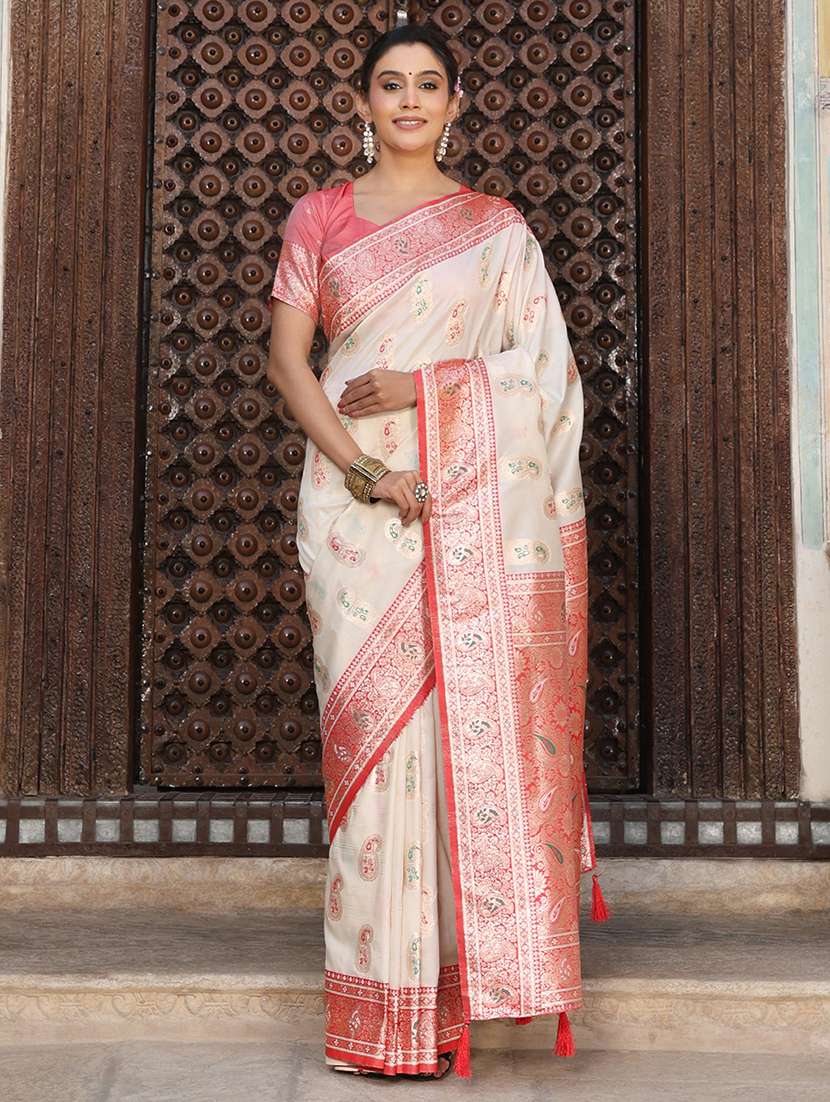 women self design banarasi saree with blouse
