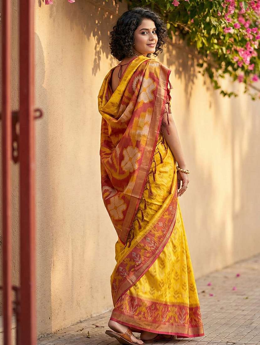 women self design pochampalli saree with blouse - 22408194 -  Standard Image - 4