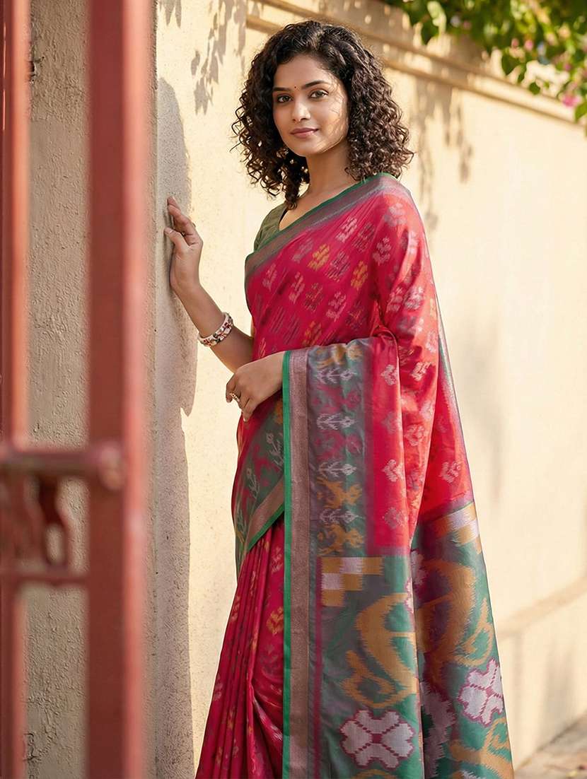 women self design pochampalli saree with blouse - 22408200 -  Standard Image - 1