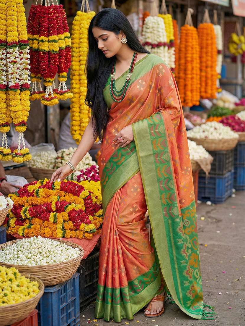 women self design pochampalli saree with blouse - 22408201 -  Standard Image - 1