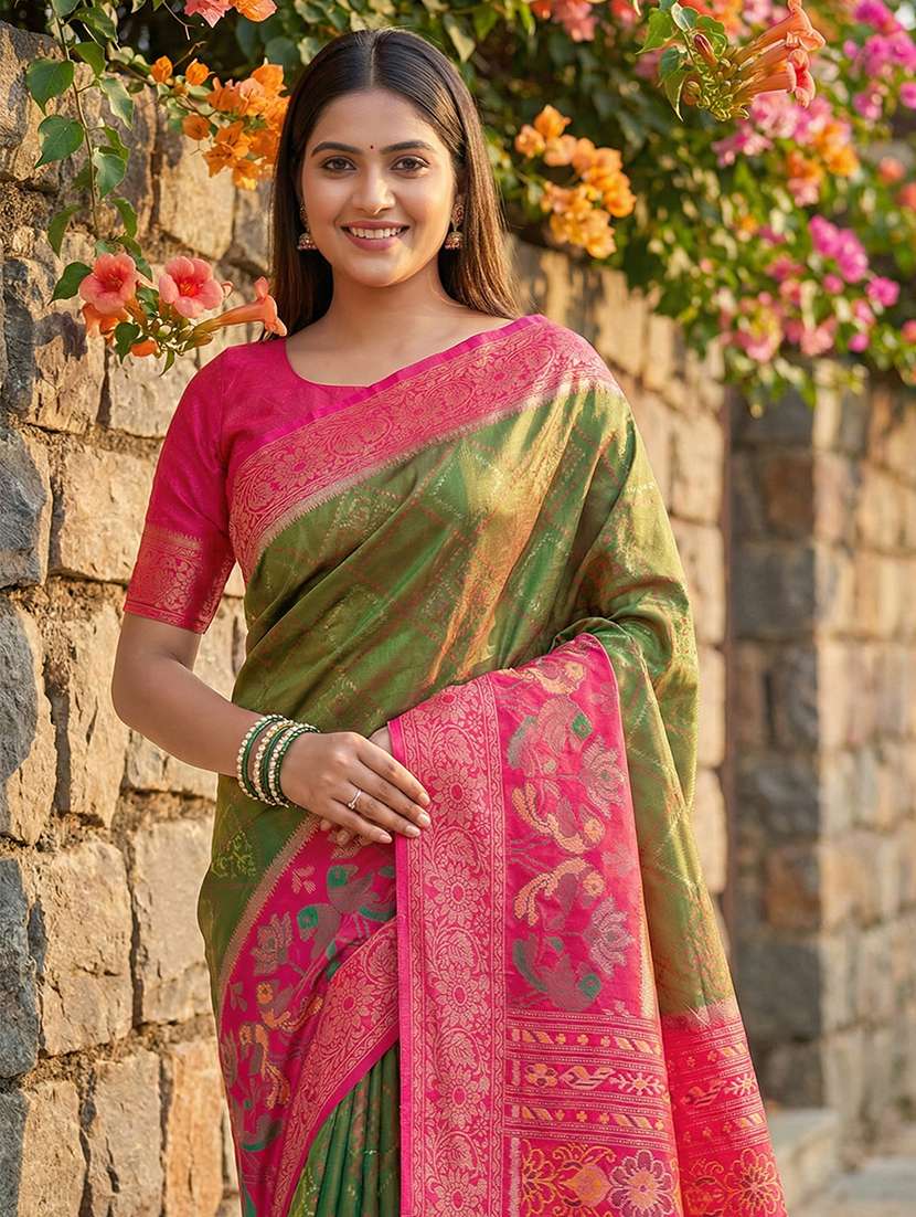 women self design pochampalli saree with blouse - 22408211 -  Standard Image - 1