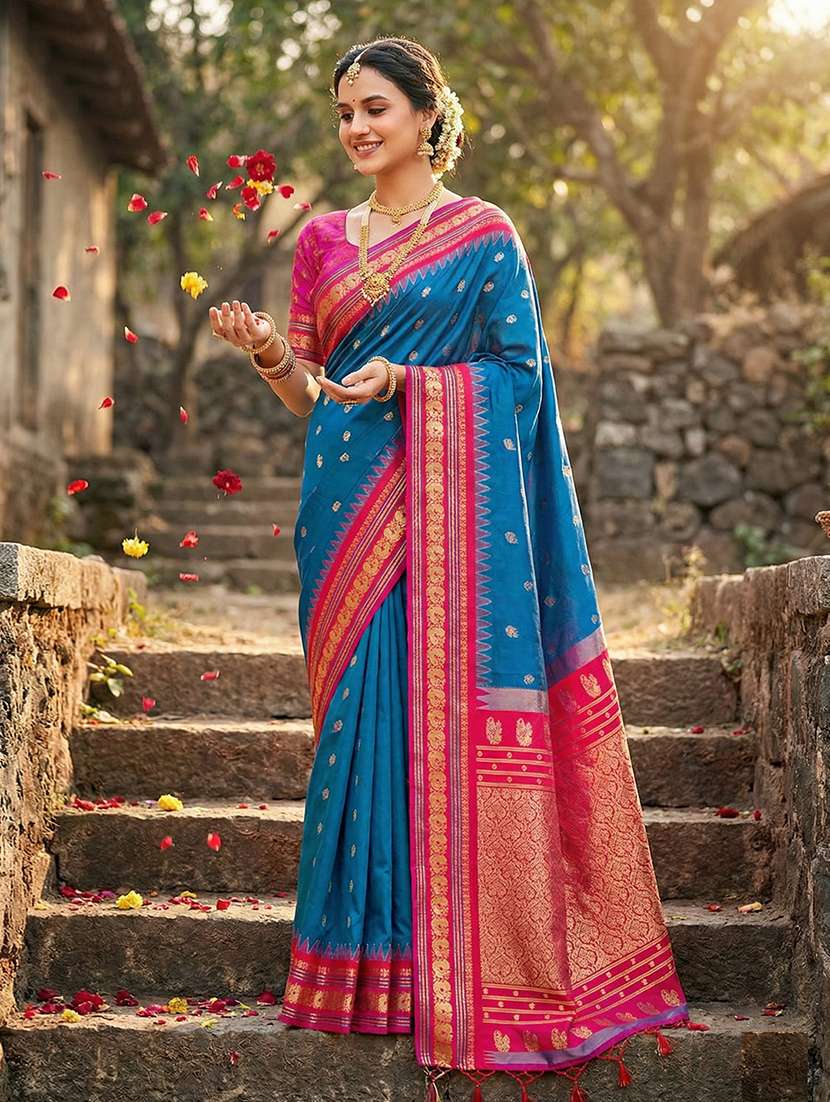 women self design banarasi saree with blouse