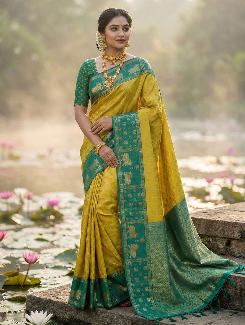 women self design kanjivaram saree with blouse