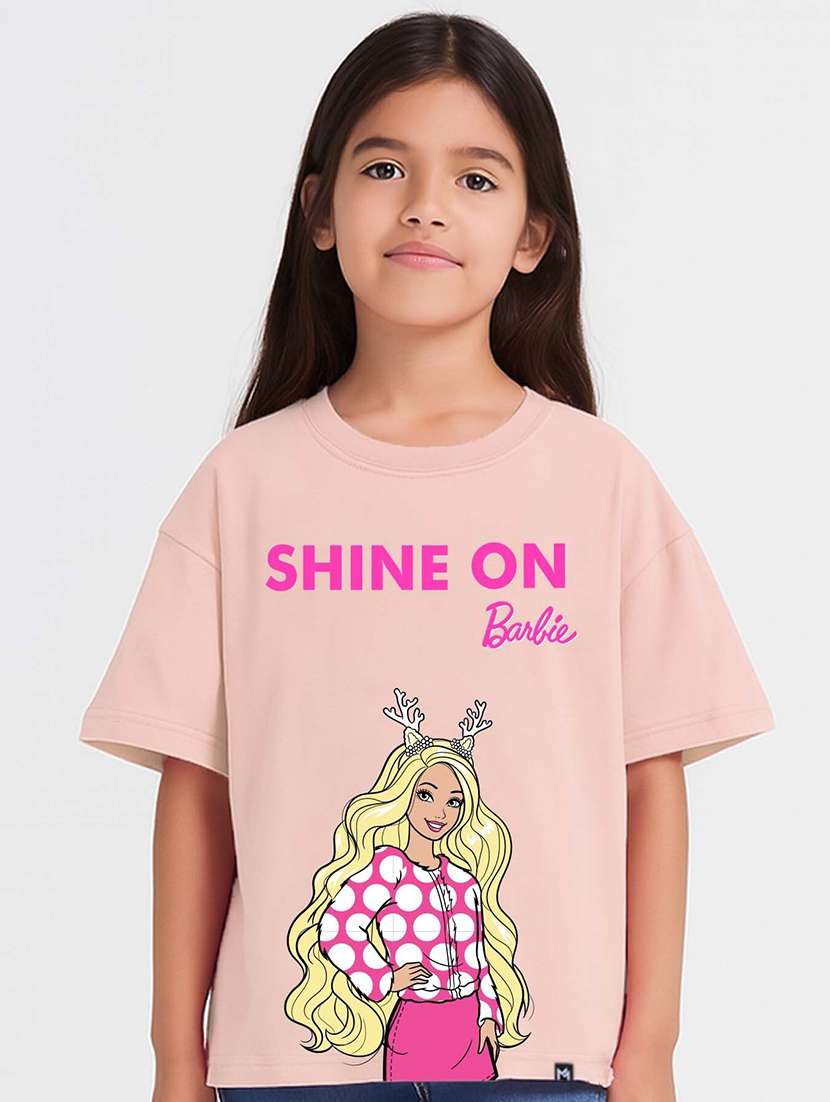 girls printed short sleeve oversized tee