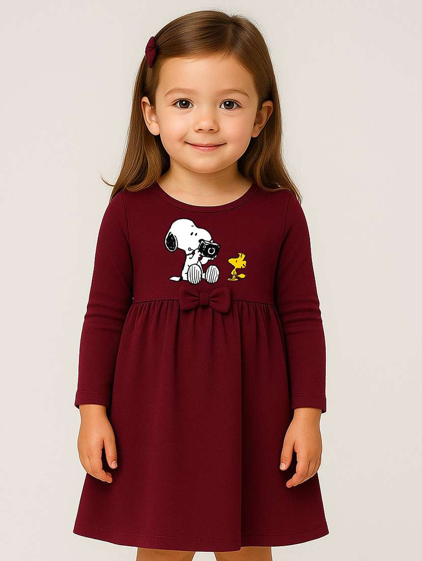 girls printed long sleeve a-line dress - 22408539 -  Standard Image - 1