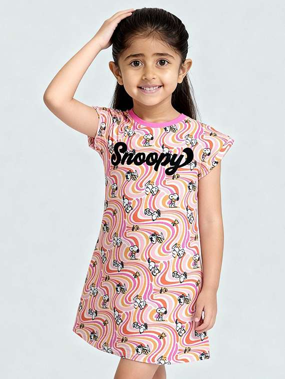 girls printed short sleeve a-line dress - 22408542 -  Standard Image - 1