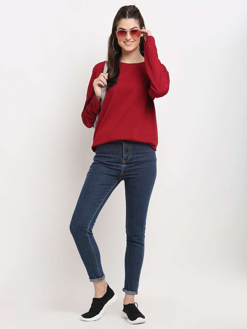 women solid long sleeve t-shirt - 22408604 -  Standard Image - 4