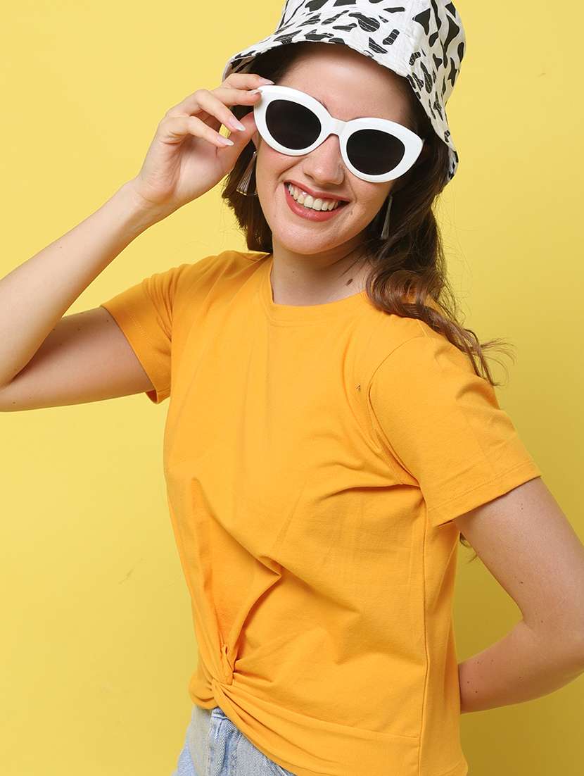 women solid short sleeve regular fit t-shirt