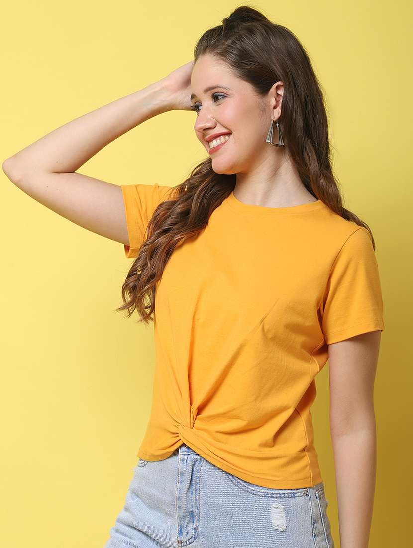 women solid short sleeve regular fit t-shirt - 22408614 -  Standard Image - 4