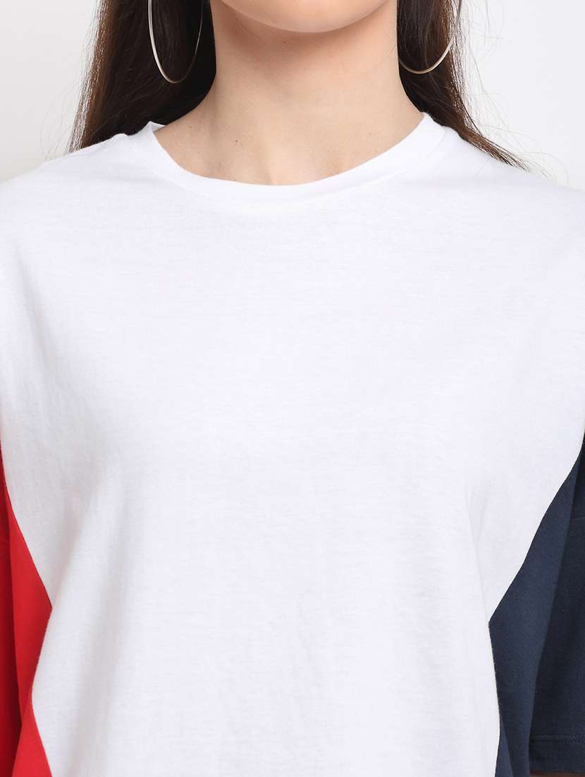 women colro blocked short sleeve oversized t-shirt - 22408616 -  Standard Image - 1