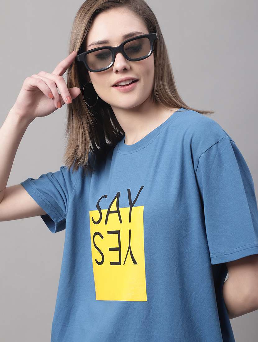 women printed short sleeve oversized t-shirt - 22408657 -  Standard Image - 1